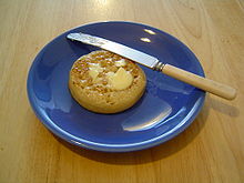 Buttered crumpet Buttered crumpet.jpg