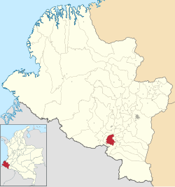 Location of the municipality and town of Pupiales in the Nariño Department of Colombia.