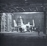 F-8H in an elevator