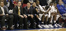 Coach Bill Self (third from left), on the KU bench Kansas-Basketball-Staff-Nov-15-07-Washburn.jpg