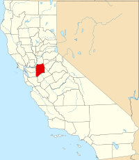 Kort over California med San Joaquin County markeret