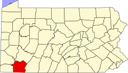 Location of Fayette County in Pennsylvania