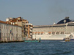 Ocean ship entering Grand Canal