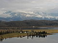 The view of Caucasus mountains from Pitsunda cape.