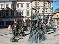 Union, Prudence, Energy, sculpture outside The Westgate Hotel commemorating the Chartist Movement and 1839 Newport Rising