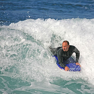 <span class="mw-page-title-main">Bodyboarding</span> Surface water sport in which the surfer rides a bodyboard