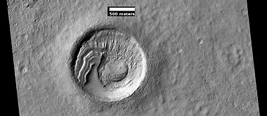 Layers in crater, as seen by HiRISE under HiWish program