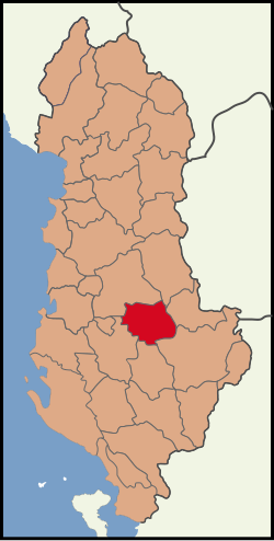 Map showing the district within Albania