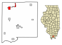 Location of Goreville in Johnson County, Illinois.