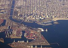 Photographie aérienne du port de Long Beach