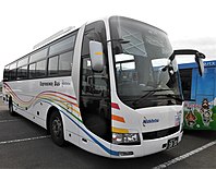 2018年12月17日より「ひのくに号」で運行されている西鉄の新塗装車「HARMONY」 将来的に西鉄の昼行高速バス用車両全車をこの塗装に変更予定