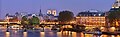 Panorama of Paris, featuring the Pont des Arts (bridge of arts) and just behind, the pont Neuf (new bridge) and the île de la Cité.