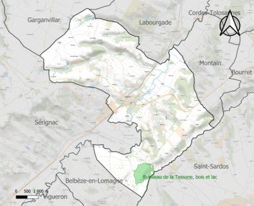 Carte de la ZNIEFF de type 1 sur la commune.