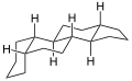 de: Struktur von Gonan, Ringe A/B cis verknüpft; en: Structure of gonane, rings A/B linked cis