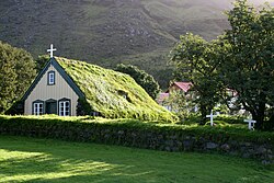 Wood and turf church at Hof.