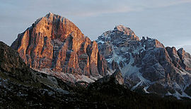 Mountains with light on one side