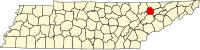 Map of Tennessee highlighting Union County