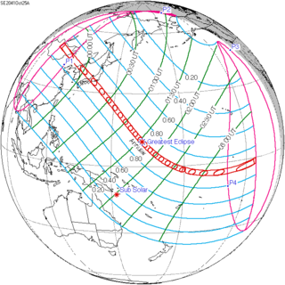 <span class="mw-page-title-main">Solar eclipse of October 25, 2041</span> Future annular solar eclipse