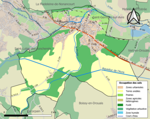 Carte en couleurs présentant l'occupation des sols.