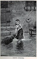 Illustration of Cosette from Les Misérables by Victor Hugo. This image was used on posters promoting the musical version of Les Misérables.