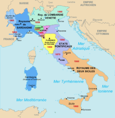 Modifications des frontières avec Nice et la Savoie qui sont annexés par la France en 1860.