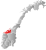 Møre og Romsdal markert med mørk blå på Norgeskartet