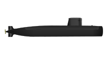 Silhouette before Amethyste rebuild Rubis class submarine-2.svg