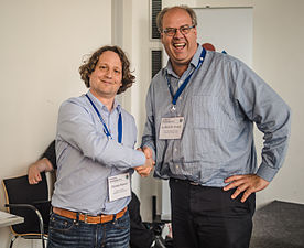 Wikimedia Germany executive director Christian Rickerts with WMF Board chair Jan-Bart de Vreede