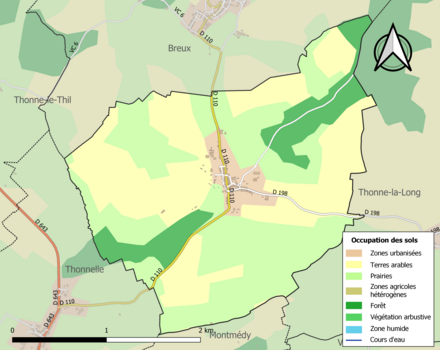 Carte en couleurs présentant l'occupation des sols.