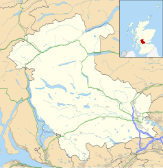 Mapa konturowa hrabstwa Stirling, na dole znajduje się punkt z opisem „Killearn”