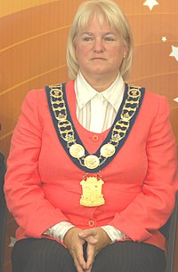 Susan Fennell, mayor of Brampton, Ontario, Canada from 2000 to 2014, pictured wearing a modern mayoral collar Susan Fennell cropped.jpg