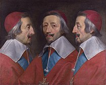 费利佩·德·香拜涅（英语：Philippe de Champaigne）的《黎胥留枢机三重肖像画（英语：Triple Portrait of Cardinal de Richelieu）》，58.4 × 72.4cm，约作于1642年，自1869年起收藏[69]