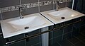 White glass basins