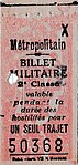 Billet militaire (2e classe recto).