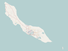 Mapa konturowa Curaçao, po lewej nieco u góry znajduje się punkt z opisem „Soto”