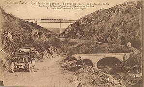 Le viaduc des Fades et l'ancien pont reliant Saint-Priest-des-Champs aux Ancizes.