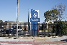 St Norbert College viewed from the corner of Treasure Rd and Centre St