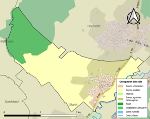 Carte en couleurs présentant l'occupation des sols.