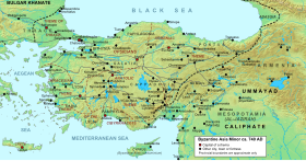 Geophysical map of Anatolia, with provinces, main settlements and roads