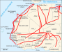 Map of migrants' routes to North Africa and Europe from West Africa