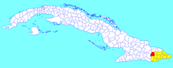 El Salvador municipality (red) within Guantánamo Province (yellow) and Cuba