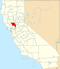 Kort over California med Yolo County markeret