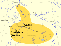 Approximate extent of the Khanate of Sibir during the fifteenth and sixteenth centuries