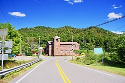 Kentucky Route 28 approaching Buckhorn Presbyterian Church