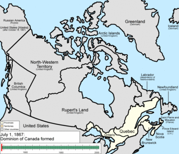 Териториални промени през годините в територията на съвременна Канада.