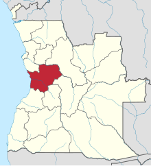 Location of Cuanza Sul Province, headquarters of the diocese, within Angola