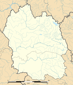 Mapa konturowa Lozère, na dole znajduje się punkt z opisem „Saint-Laurent-de-Trèves”