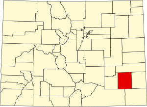 Map of Colorado highlighting Bent County