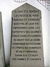 Mémorial situé au 7 rue des Martyrs, à Nantes, lieux des fusillades de Nantes.