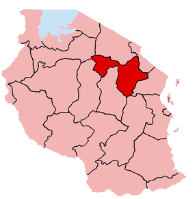 Harta regiunii Manyara în cadrul Tanzaniei